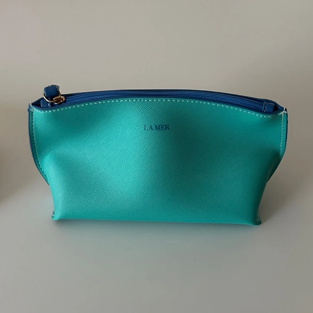 New La Mer Turquoise and Navy Cosmetic Pouch